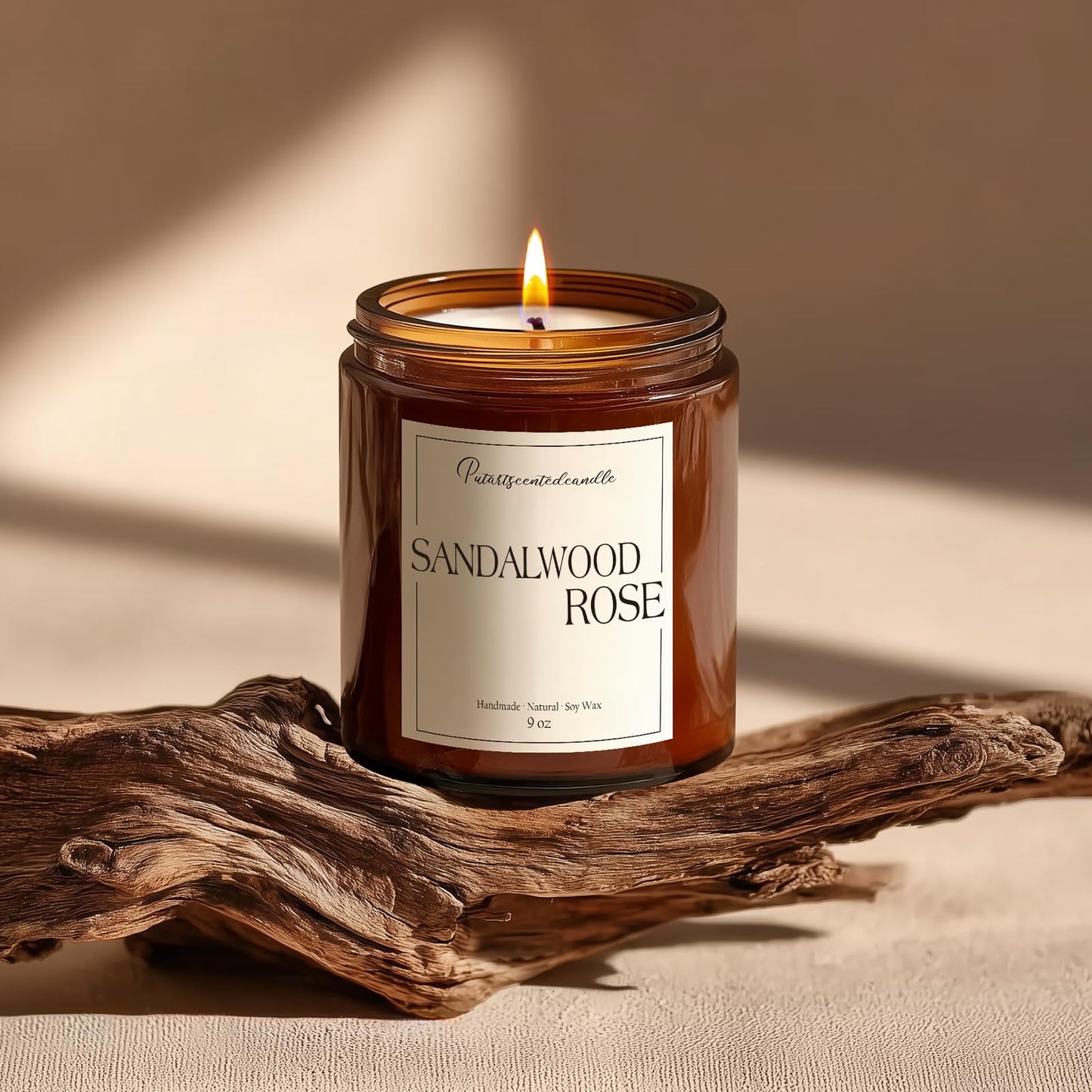 Putart Sandalwood & Rose Scented Candles for Home, Natural Soy Wax Aromatherapy Santal Rose Candle Gifts for Men & Women, Highly Scented & Long Lasting Non Toxic Jar Candle for Stress Relief (9oz)
