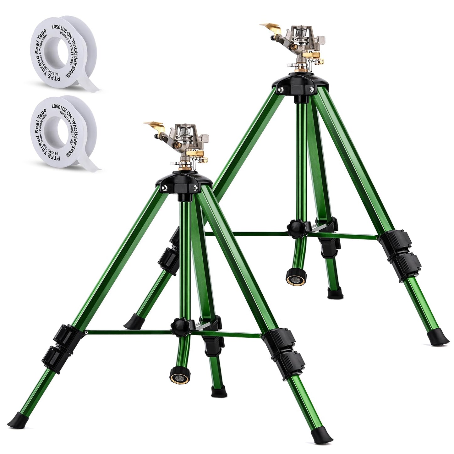 Pattiumo 2 Pack Lawn Sprinklers for Yard - 360Â° Tripod Sprinklers for Yard Large Area - Heavy Duty with 3/4 Inch Connector and Extension Legs - Flip Locks