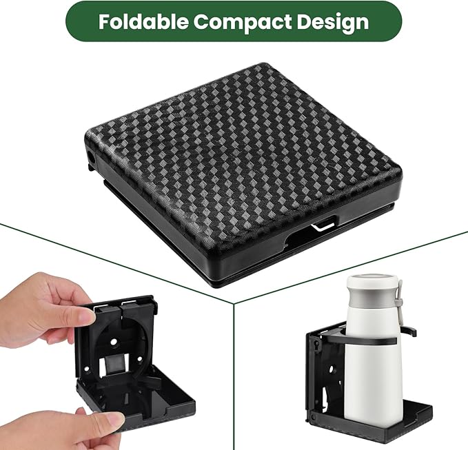 2pcs Adjustable Folding Cup Holder, Car Wall Mount Water Drink Coffee Bottle Holder with Screws, Fit Most Size Mugs Bottle, for Truck RV Van Boat Camper Caravan Marine (Diamond Pattern)
