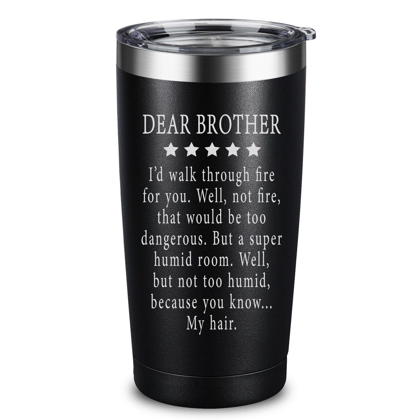 ARIABLE Funny Gifts for Brother from Sister, Brother - Christmas Gag Gifts For Men, 20oz Engraved Tumbler, Black