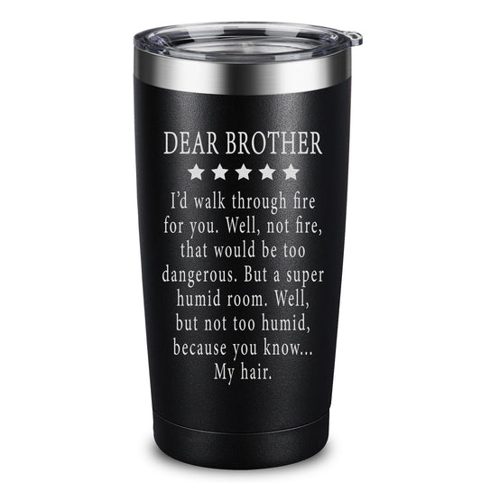 ARIABLE Funny Gifts for Brother from Sister, Brother - Christmas Gag Gifts For Men, 20oz Engraved Tumbler, Black