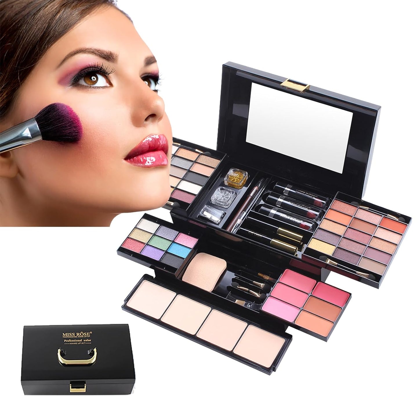 Professional All In One Makeup set, Cosmetic, Makeup kits for teenagers 14-16, Makeup kit for women full kit, Include Eyeshadow Palette Lipstick Eyebrow Pencil Brush(39 Color)