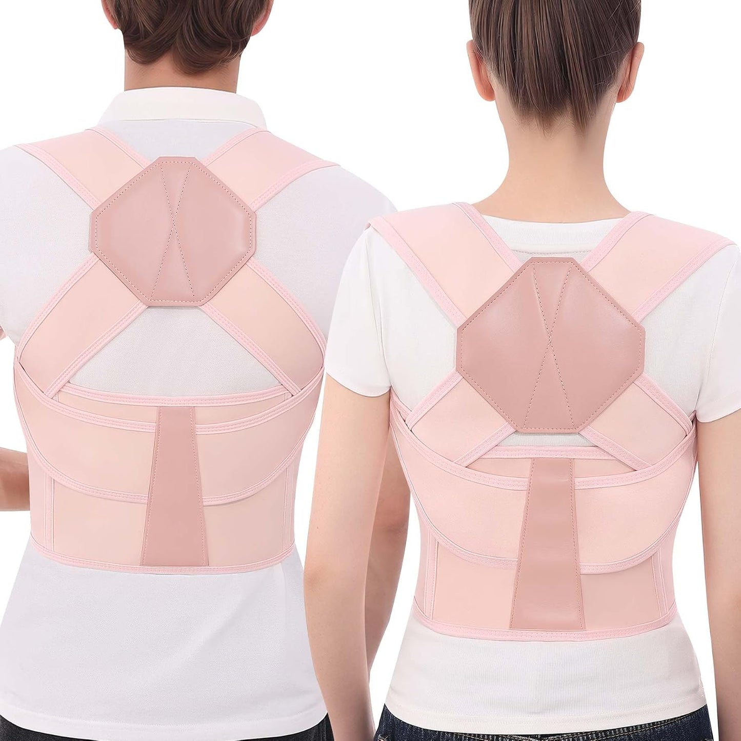 Posture Corrector for Women and Men Back Brace Upper Back Support Adjustable Breathable Shoulder Straightener Hunchback Correction Clavicle Back Pain Relief Comfortable Daily Wear Pink Medium