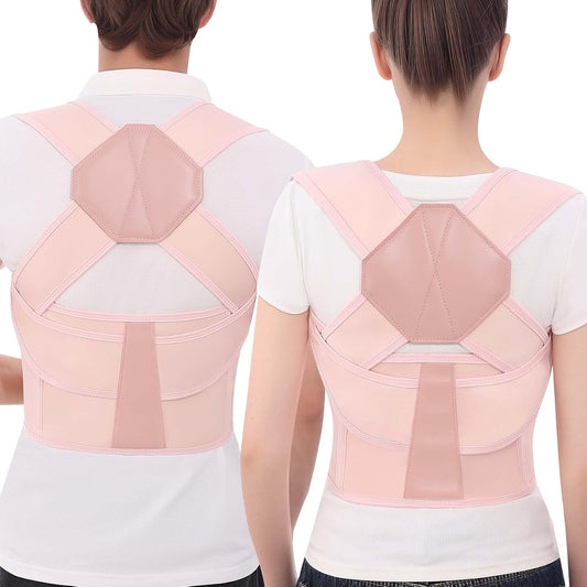 Posture Corrector for Women and Men Back Brace Upper Back Support Adjustable Breathable Shoulder Straightener Hunchback Correction Clavicle Back Pain Relief Comfortable Daily Wear Pink Medium