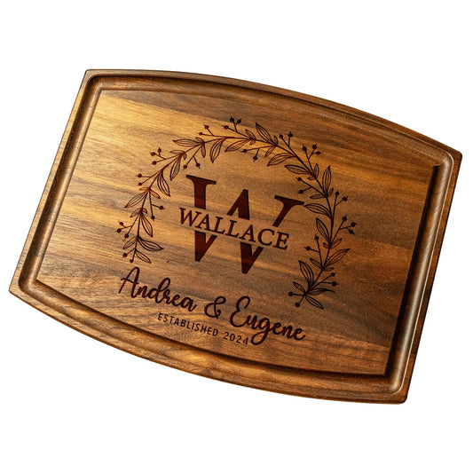 Crafted Treasures Customized Cutting Boards - Personalized Wedding Gift for Couple - Custom Engraved Charcuterie Board - Best Present Idea for Bride, Bridal Shower, Housewarming,Anniversary,Christmas