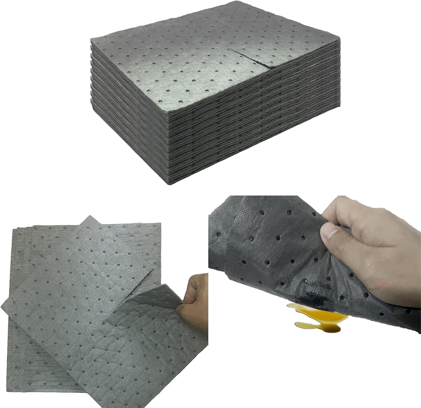 Oil Absorbent Pads, 13"x9.8" Drip & Spill Universal Pads for Garage, Workshop & Under Car | Absorbs Oil, Grease | Also for General Wet Spill Cleanup,30-Pack