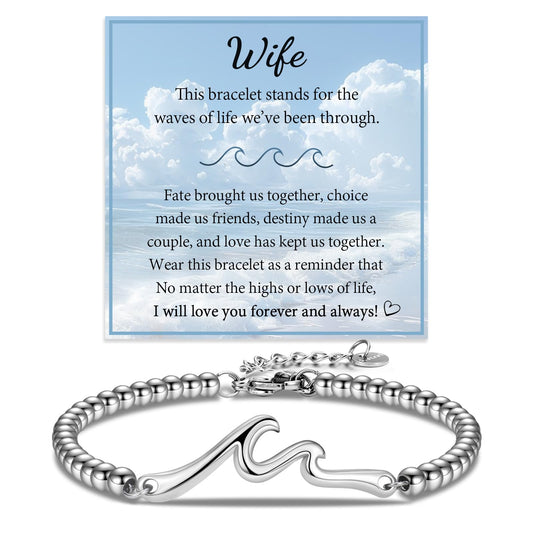 ACOGVN Wave Bracelets Gifts for Wife Women, Christmas Birthday Valentines Mothers Anniversary Bracelet Gifts Basket Stocking Stuffers for Wife from Husband