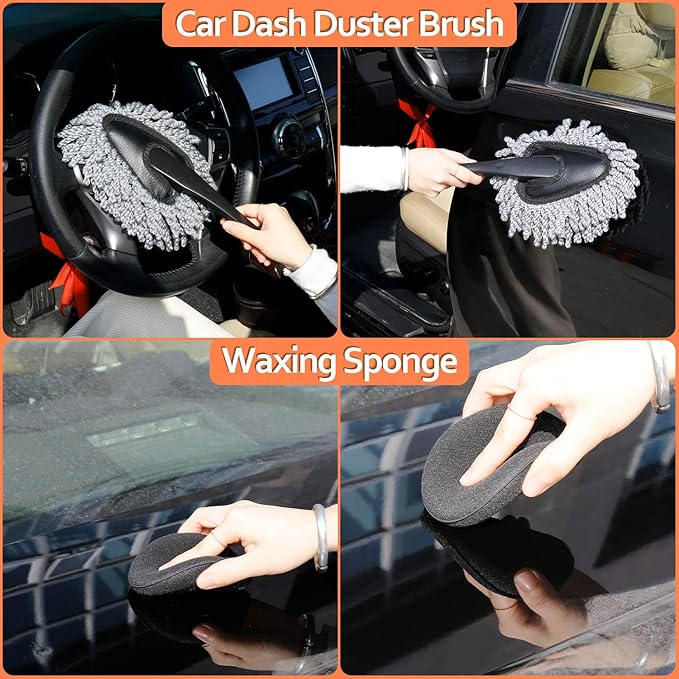 THINKWORK Car Cleaning Kit, Car Washing Kits for Vehicles, Car Detailing Kit Suitable for Small and Medium Vehicles Such As Cars, Trucks, Suvs(17pcs)