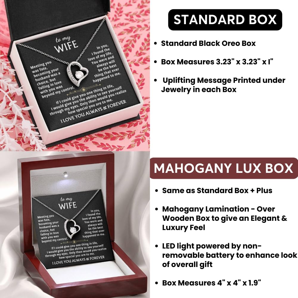 Momavo Husband's Love Necklace, Eternal Gift in Luxury Box, LED Light, 14k White Gold Finish for Christmas, Birthday, Valentine's Day