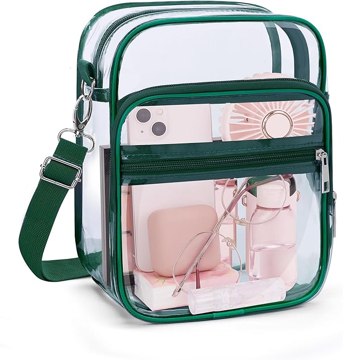 Blvornl Clear Crossbody Bag with Adjustable Shoulder Strap, Stadium Approved PVC Purse Bag, Messenger Bag
