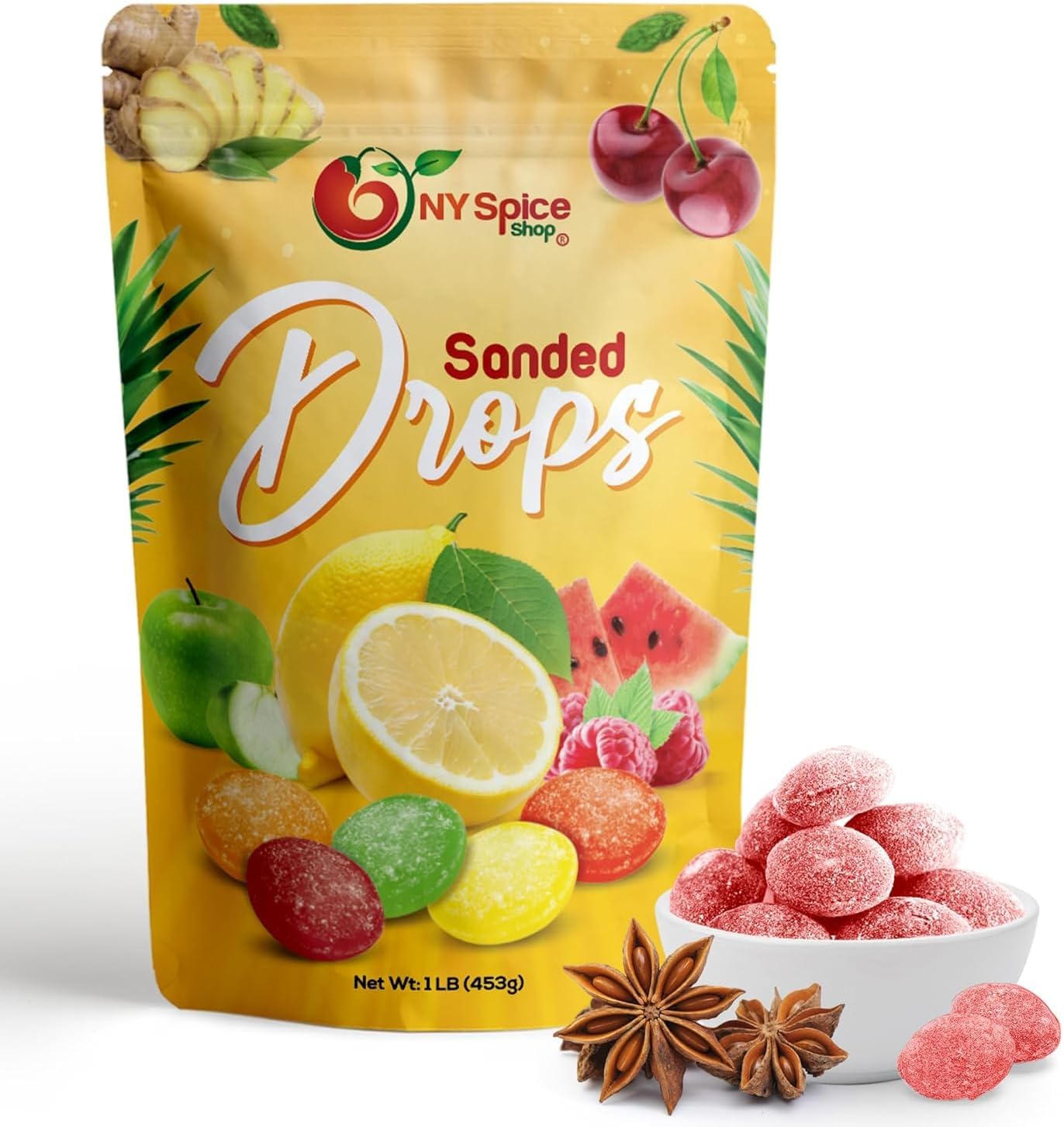 NY SPICE SHOP Anise Sanded Candy Drops - 2 Pound Old Fashioned Sanded Drops – Fresh Delicious Bulk Candy – Sanded Hard Candy – Tangy and Sweet Healthy Snacks