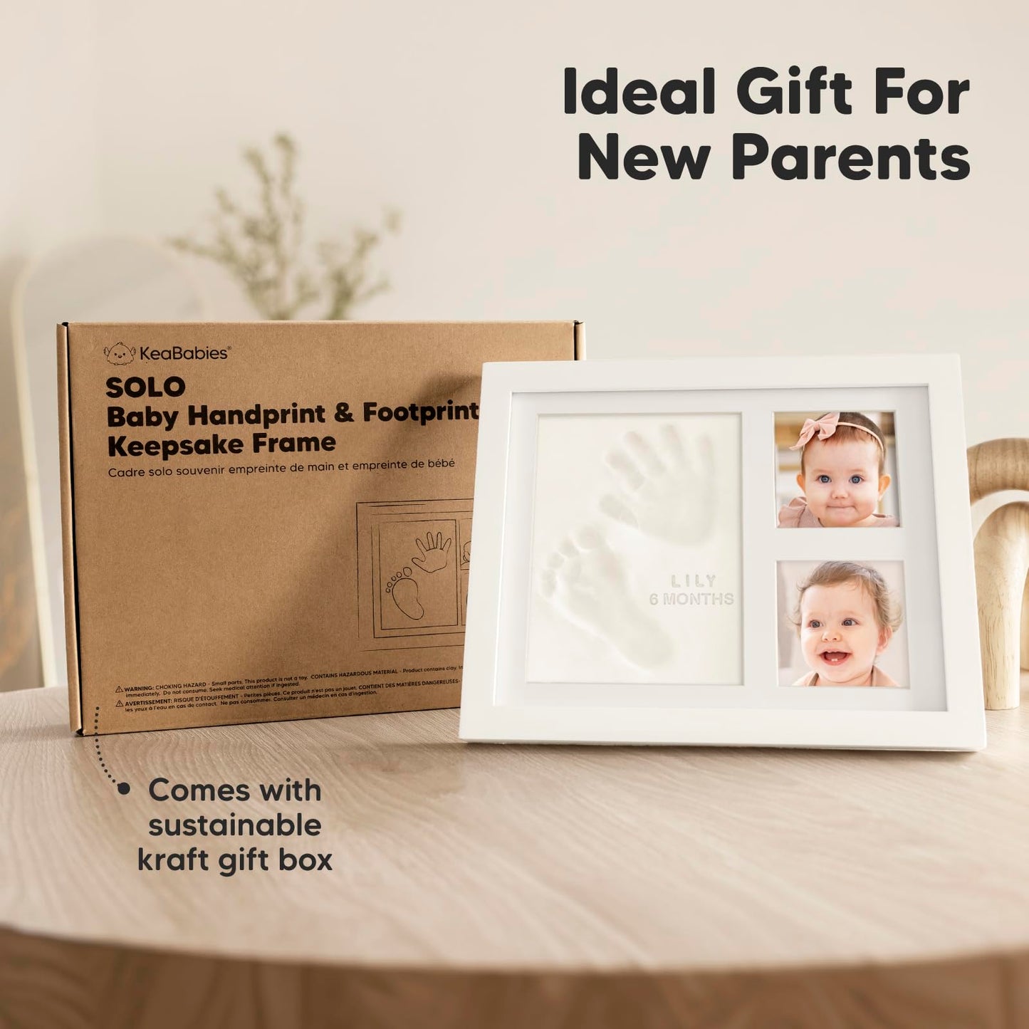 Baby Hand and Footprint Kit - Quick Dry Clay Baby Footprint Kit, Newborn Keepsake, Nursery Picture Frame for Boys, Girls, Personalized Gifts for Shower & Registry, New Mom Gift (Alpine White)