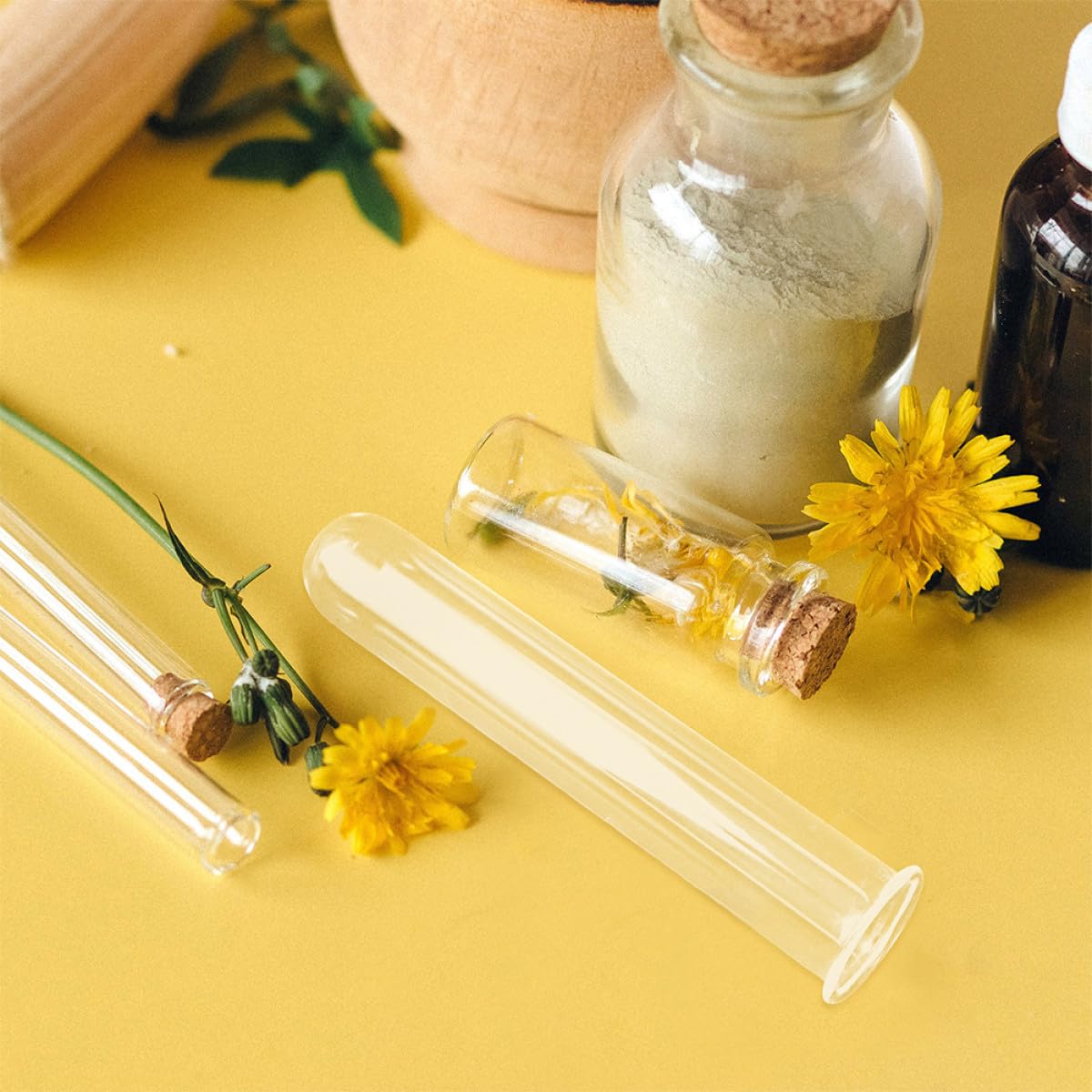 OKUMEYR 4pcs Hydroponic Flower Tubes Glass Test Tube Vase Set 2.5x3x18cm Plant Propagation for Small Terrarium Home Garden Décor