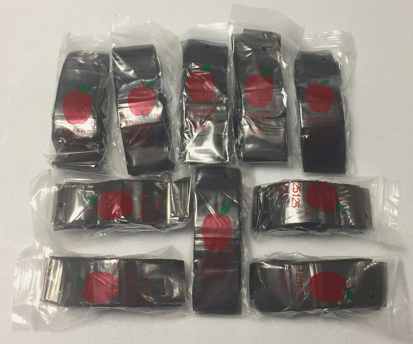 125125 (1.25"X1.25") Black Color Apple Brand Bags Mini Resealable Baggies, Case of 1,000
