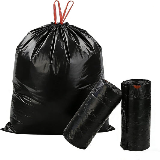 8 Gallon Drawstring Trash Bags, 110 Pack Tall Kitchen Garbage Bags, Durable Trash Can Liners with Premium Materials (Black)