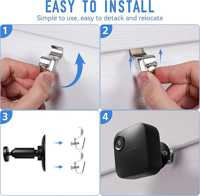 Vinyl Siding Clips Hooks, No-Hole Needed Siding Hangers for Outdoor Mounted Blink, Arlo, Ring Home Security Cameras (40 Pack), Stainless Steel