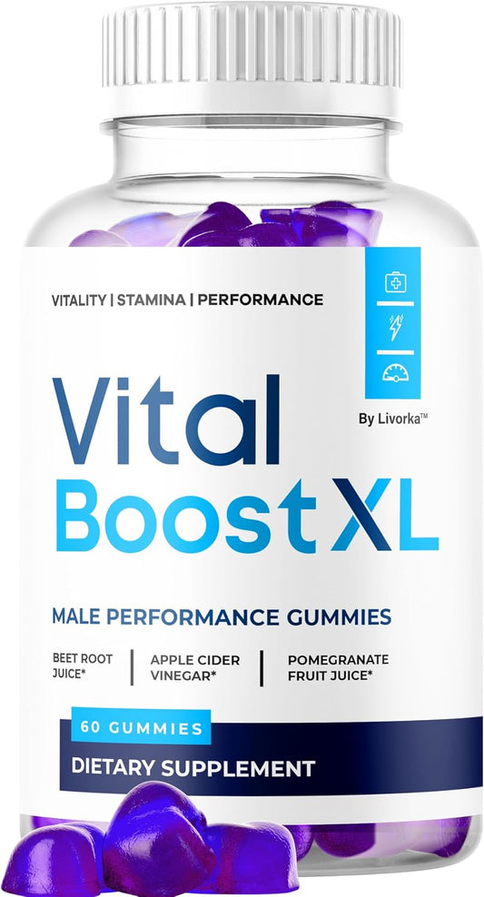 Vital Boost XL Gummies - Official VitalBoost XL Gummys for Men Premium Natural Ingredients - Maximum Strength, Advanced Formula Support for Overall Health & Wellness, 60 Gummies for 1 Month