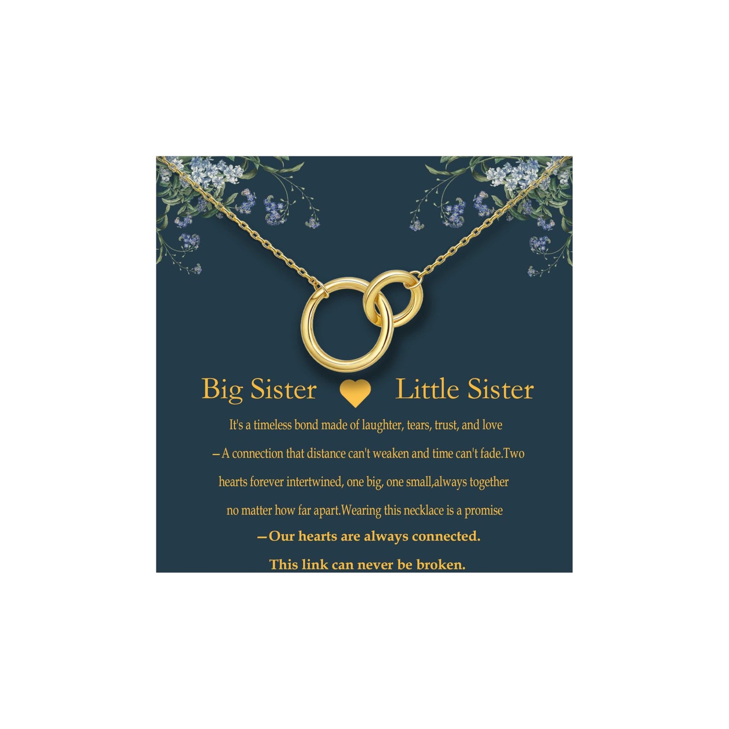MOLAYES Sister Necklace Necklace gift for Sisters gifts – 14K Gold Interlocking Circles Pendant, Birthday Graduation Gifts from Sister (SISTER-NECKLACE)