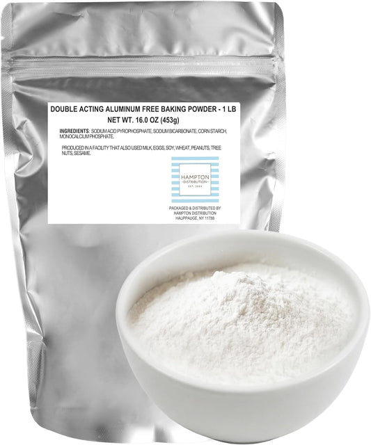 Double Acting Baking Powder Aluminum Free, 1 Pound Bag, Aluminum Free Baking Powder, Hampton Distribution