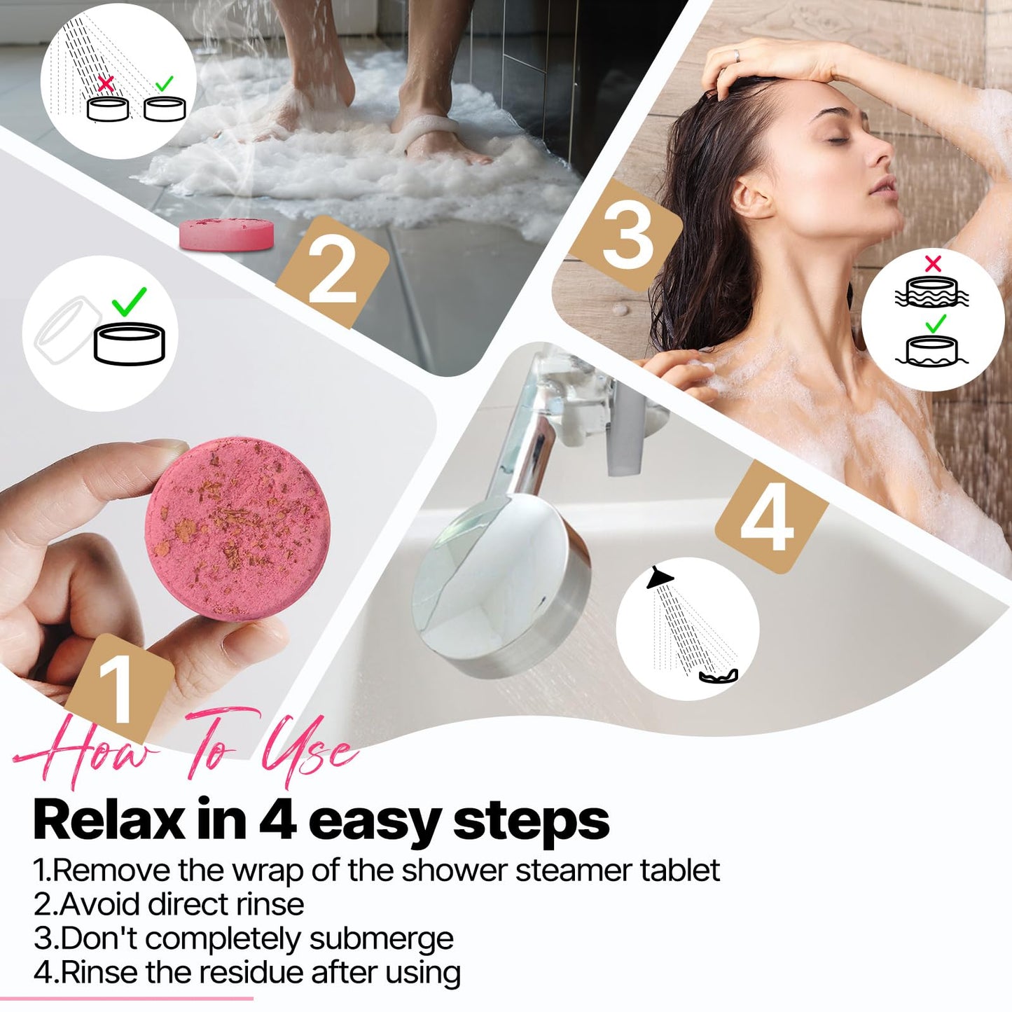 Shower Steamers Aromatherapy SWCANDY 8 Pack Gifts for Women Stocking Stuffers for Adults, Her, Mom, Men Natural Essential Oils Home Spa Self Care Stress Relief Relaxation Bath Bombs Christmas Flower
