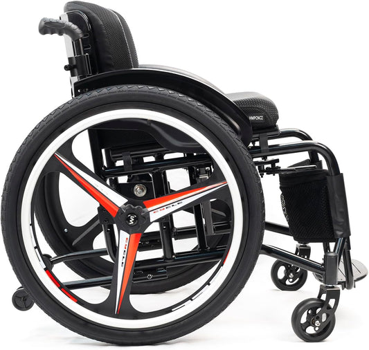 Sports All-Terrain Wheelchair, Folding, Aluminum Alloy, Black, Modern Style, 220Lbs Load Capacity