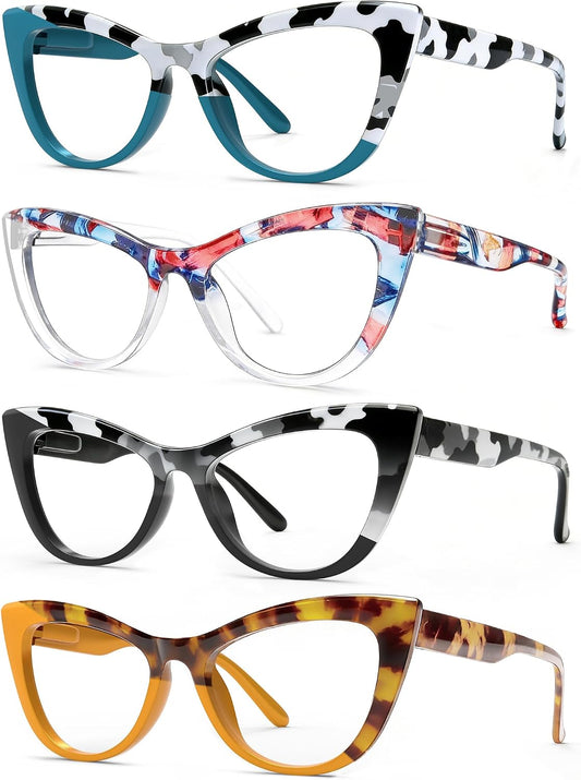 HEEYYOK 1.75 Reading Glasses for Women Cat Eye Blue Light Blocking Colorful Readers for Womens Oversized Cheaters Reading Ladies Large Frame Spring Hinge