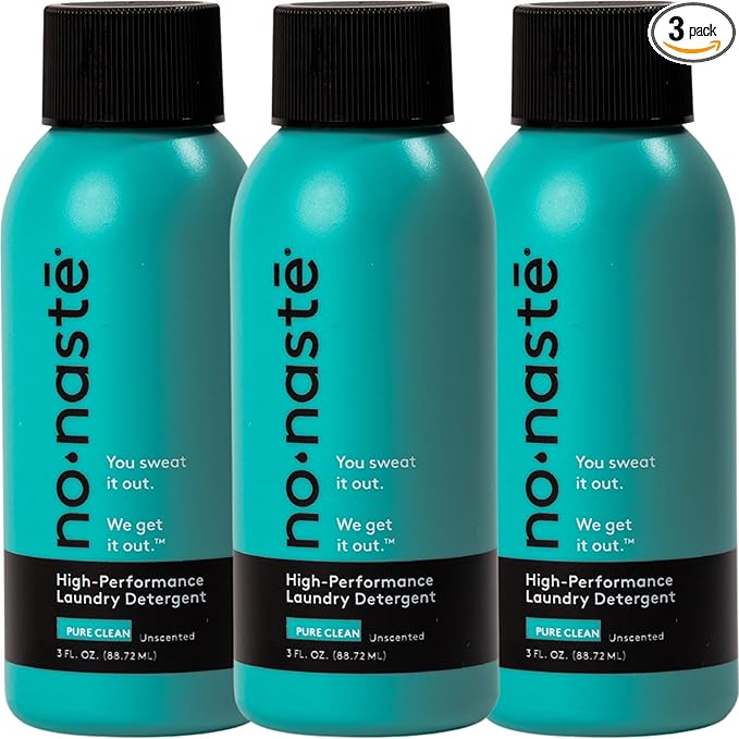 Nonaste Travel Laundry Detergent Pure Clean, (3 Fl Oz, Pack of 3) â Unscented Travel Size, Portable and Lightweight Powerful Enzyme Cleaning Detergent | EWG VERIFIED Laundry Essentials