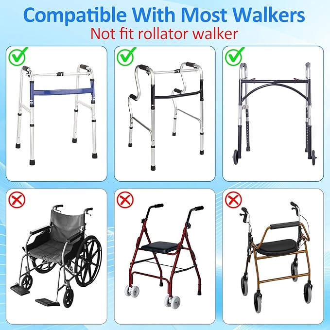 Walker Bag Basket with Cup Holder for Folding Walker Accessories for Seniors Elderly, Handicap, Foldable & Water Resistant Walker Storage Bags with Big Capacity - Black