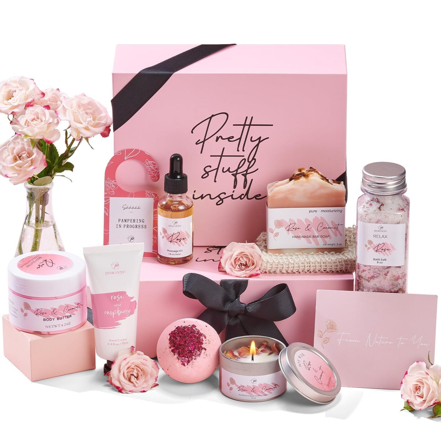Peacoeye Spa Gifts for Women Bath Gift Baskets Relaxing Spa Self Care Gift for Mom Her Sister Wife Auntie Home Bath Care Package Thank You Gift Birthday Gift for Women Friendship Ideas