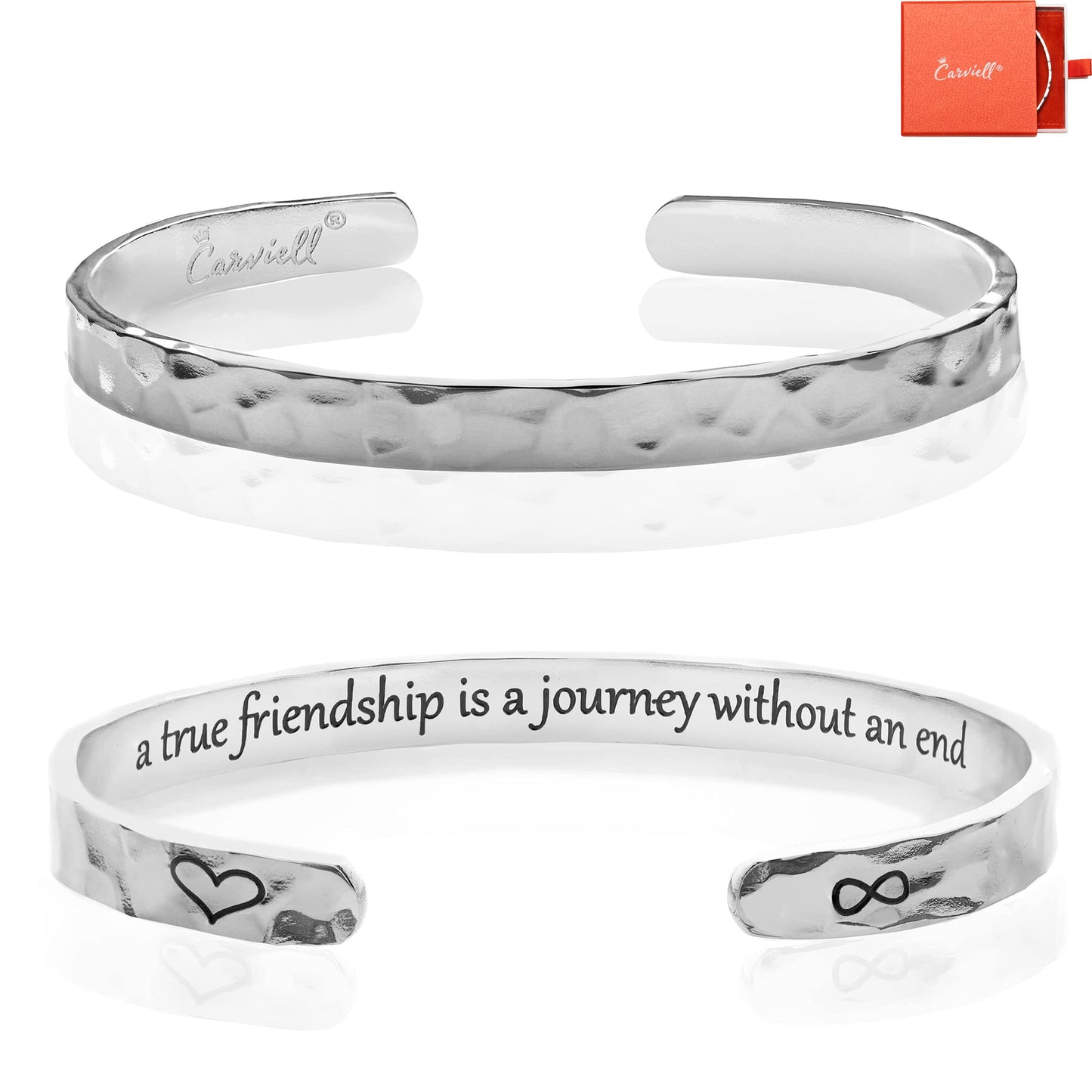 Carviell Friendship Bracelet For Best Friend, Inspirational Bracelets for Women, Cute Engraved Cuff Bangle for BFF, Gifts Jewelry for Friends