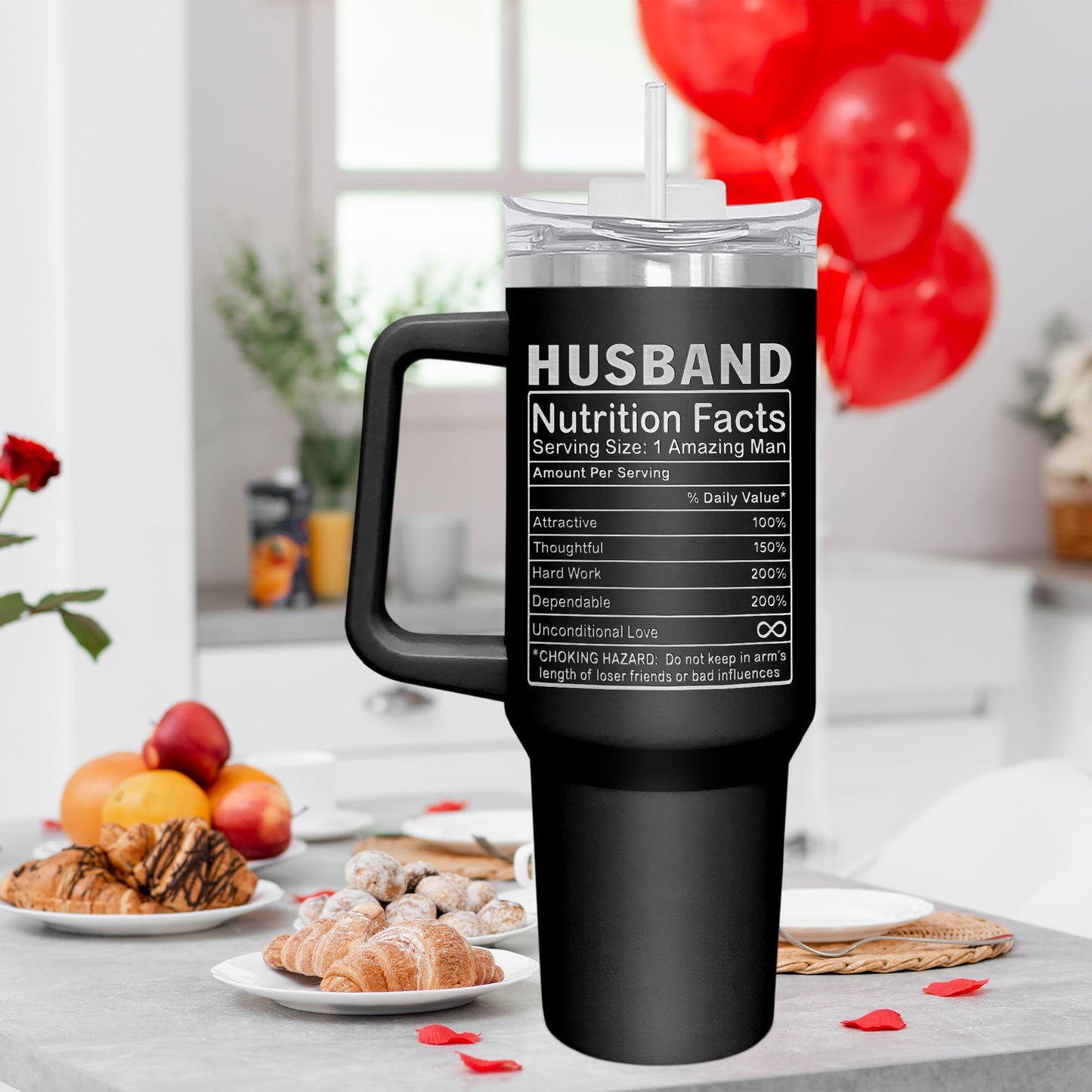 AXIARA Gifts for Husband from Wife - Insulated 40 oz Tumbler with Straw and Handle - Father's Day Husband Birthday Gift Ideas, Anniversary Wedding Gift, Travel Coffee Tumbler