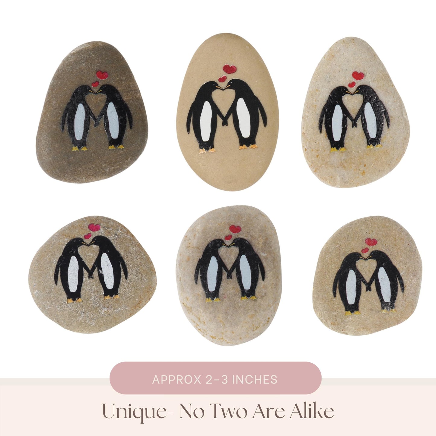 PureRejuva 1 Year Anniversary for Boyfriend or Girlfriend - Penguin Pebble Gift- First Wedding Anniversary for Husband or Wife - One Year Together Keepsake