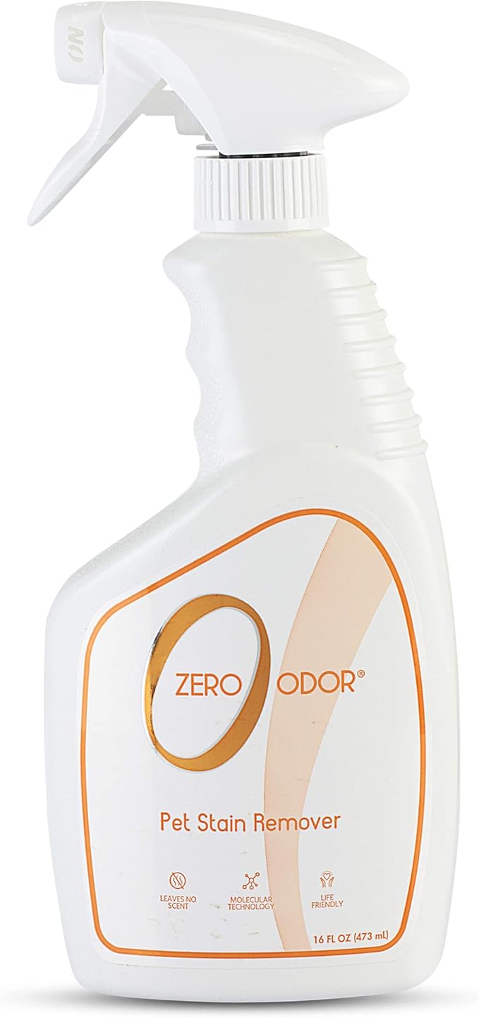 Zero Odor - Pet Stain Remover & Odor Eliminator - Permanently Remove Stain & Odor with Patented Technology Best for Carpet, Furniture, Floors, Pet Bedâ Look and Smell Great, 16oz (Over 400 Sprays)