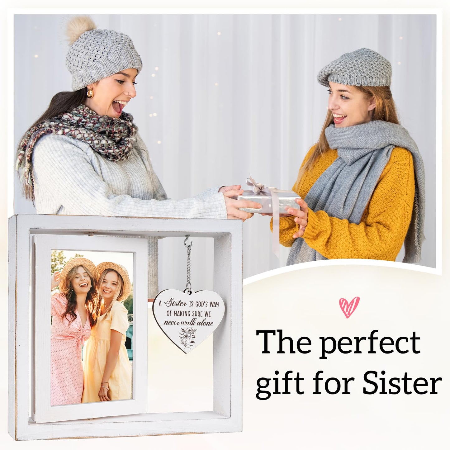 Hudiegify A Sister is God's Way of Making Sure We Never Walk Alone - Sister Picture Frame Sis BFF Best Friend Besties Birthday Gifts from Sis Adult (Display Two 4×6)