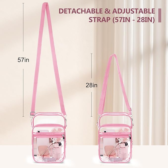 Blvornl Clear Crossbody Bag with Adjustable Shoulder Strap, Stadium Approved PVC Purse Bag, Messenger Bag