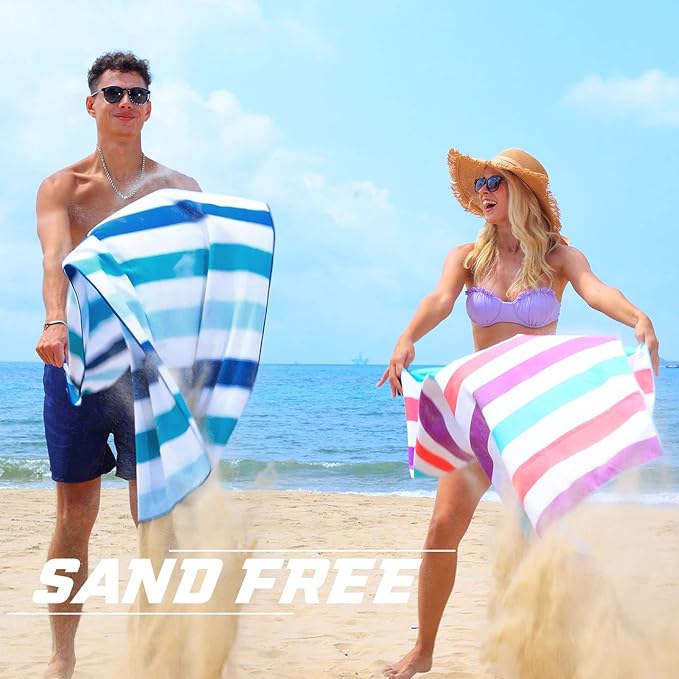 Exclusivo Mezcla 2 Pack Microfiber Quick Dry Beach Towels, Large Lightweight Sandfree Pool Towels for Swimming Camping Travel with Bag (Forest Green and Dark Purple, 30x60 Inches)