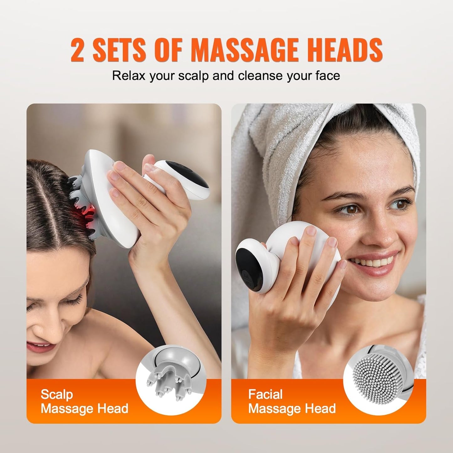 VEVOR Electric Cordless Hair Scalp Massager with Kneading 484 Massage Nodes, Handheld Portable Head Scratcher Massager for Deep Clean and Stress Relax, Gifts for Men Dad