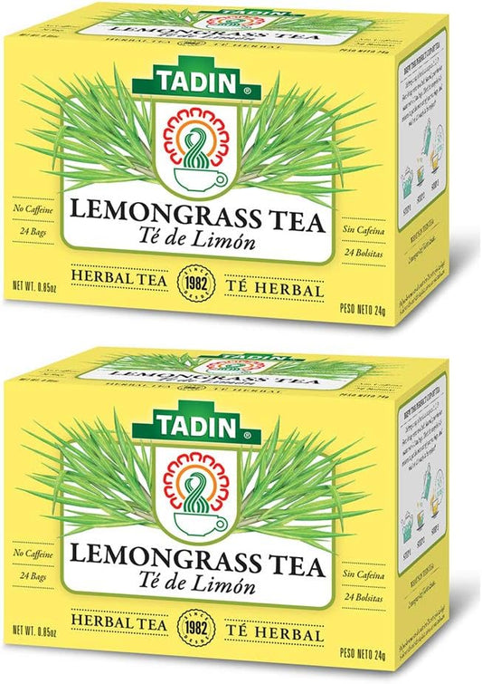 Tadin Lemongrass Herbal Tea. Caffeine Free. 24 Tea Bags. 0.84 oz. Pack of 2