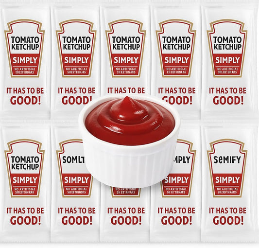 Tomato Ketchup Packets – 40 Count (9g Each) | Made from Red Ripe Tomatoes | No GMO, Gluten-Free, No Artificial Ingredients | Perfect for Fries, Burgers, Hot Dogs, Lunch Boxes & Takeout
