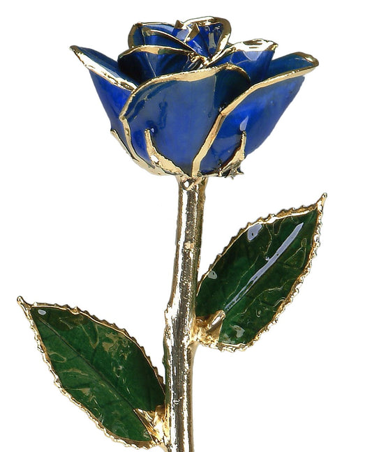 Allmygold Sapphire Blue 11" 24k Gold Dipped Real Rose