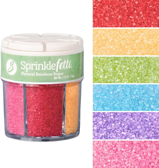 Sweets Indeed Sprinkles 6 Cell Edible Sprinkle Mix Jimmies Perfect for Cake Decorations Baking Ice Cream Cookies Cupcake Topper (Rainbow Sugar)