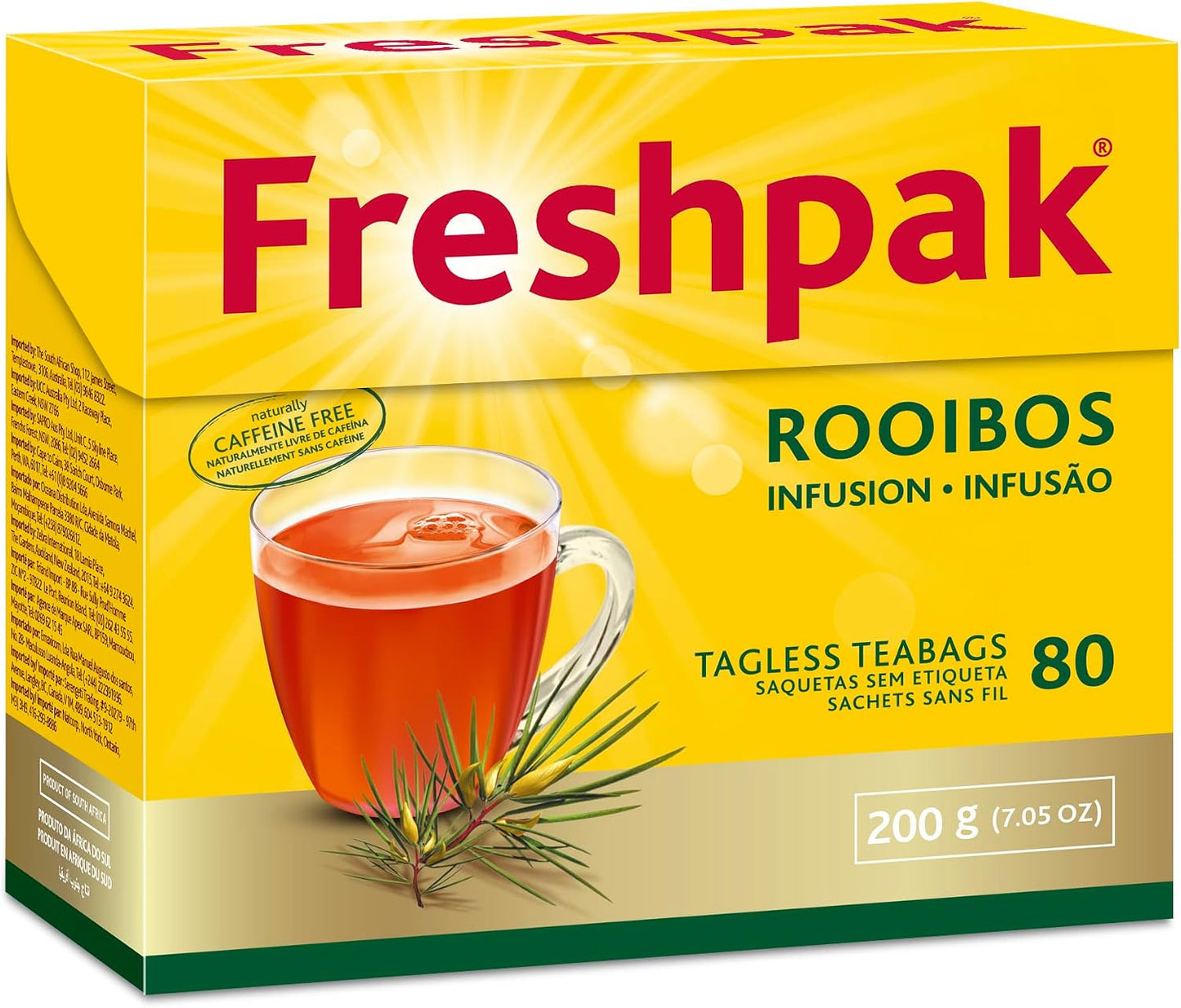 Freshpak Pure Rooibos Tea 80 Tagless Bags 80 Count (Pack of 4)