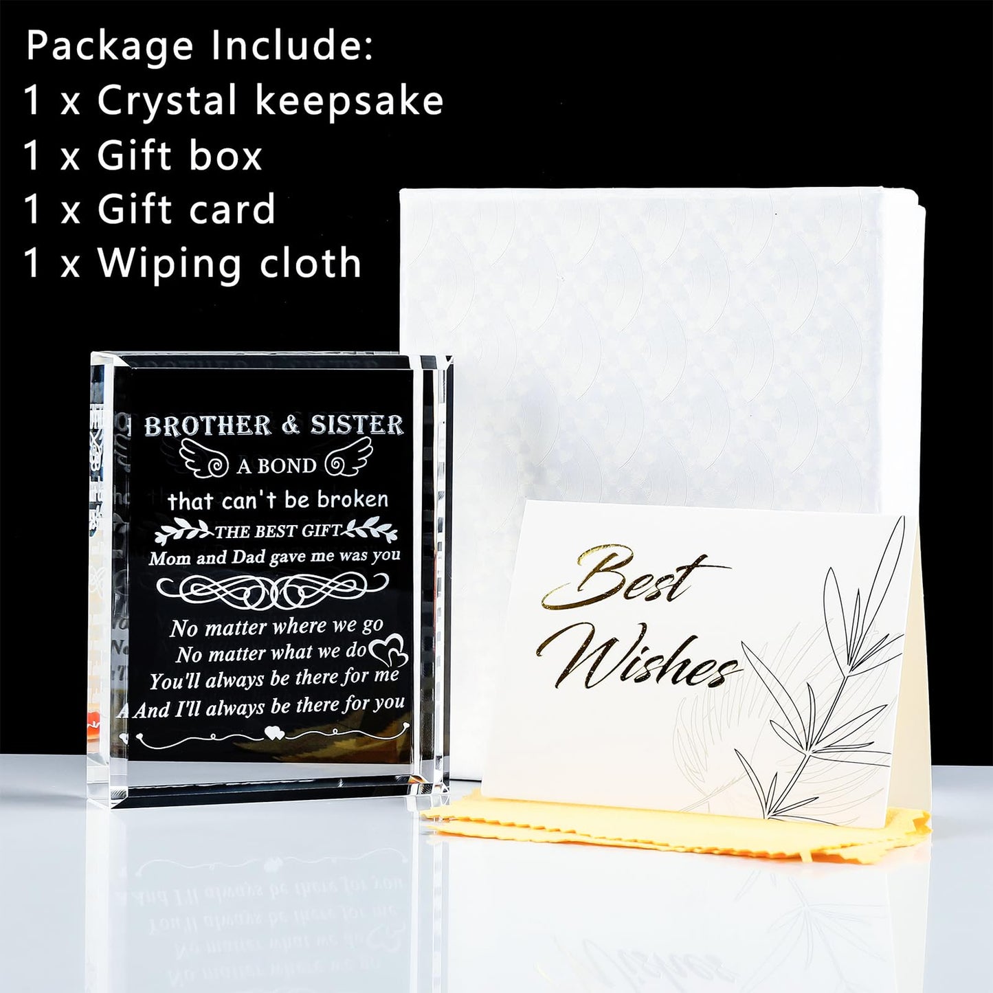 YWHL Meaningful Gifts for Brother from Sister, Laser Engraving Crystal Keepsake for Sister and Brother, Sister Birthday Gifts from Brother