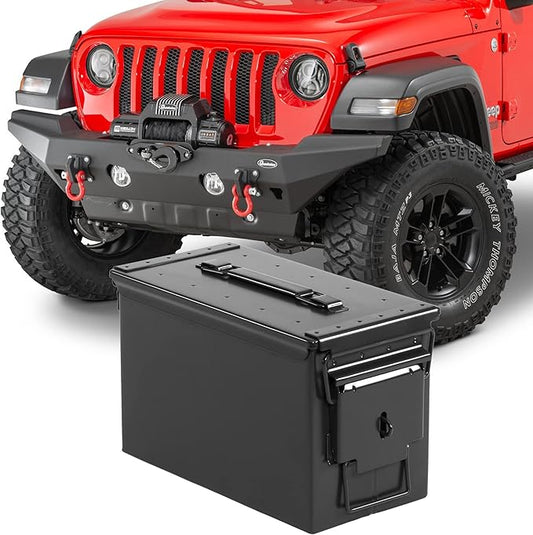 Quadratec 50 Cal Ammo Can, Black - Waterproof Ammo Box - Steel Ammo Storage Case - Fits Jeep Wrangler CJ YJ TJ JK JL & Gladiator JT - Overlanding, Tools, First Aid & Tow Recovery Gear Storage