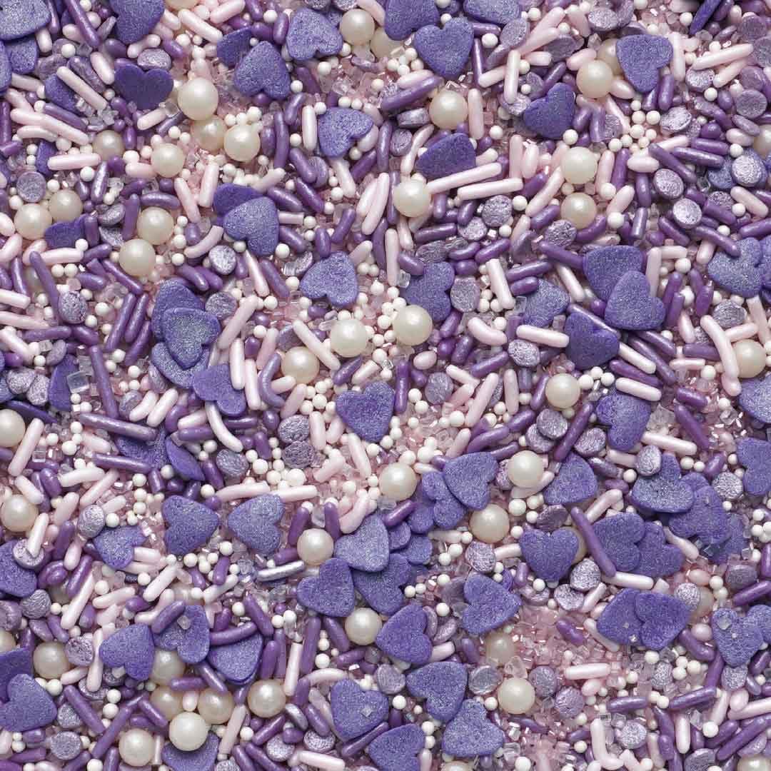 Oasis Supply Purple Love Sprinkles – Edible Sugar Shapes for Valentine’s Day – Lavender & White Heart Cake, Cupcake & Cookie Decorations – Sweet Party Baking Toppings for Desserts