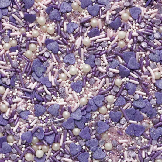 Oasis Supply Purple Love Sprinkles – Edible Sugar Shapes for Valentine’s Day – Lavender & White Heart Cake, Cupcake & Cookie Decorations – Sweet Party Baking Toppings for Desserts