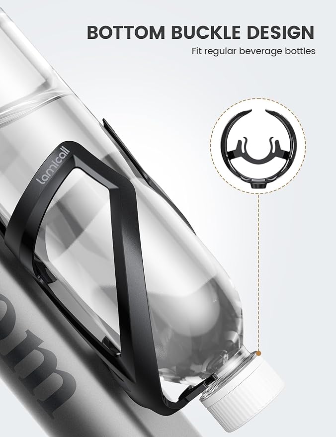 Lamicall Bike Water Bottle Holder - 1.2 Oz Ultralight & Sturdy Bike Cup Holder, Bicycle Drink Cage, Cycling Bike Water Bottle Cage with Screw Tool, for 2.75-3.94" Diameter Bottles