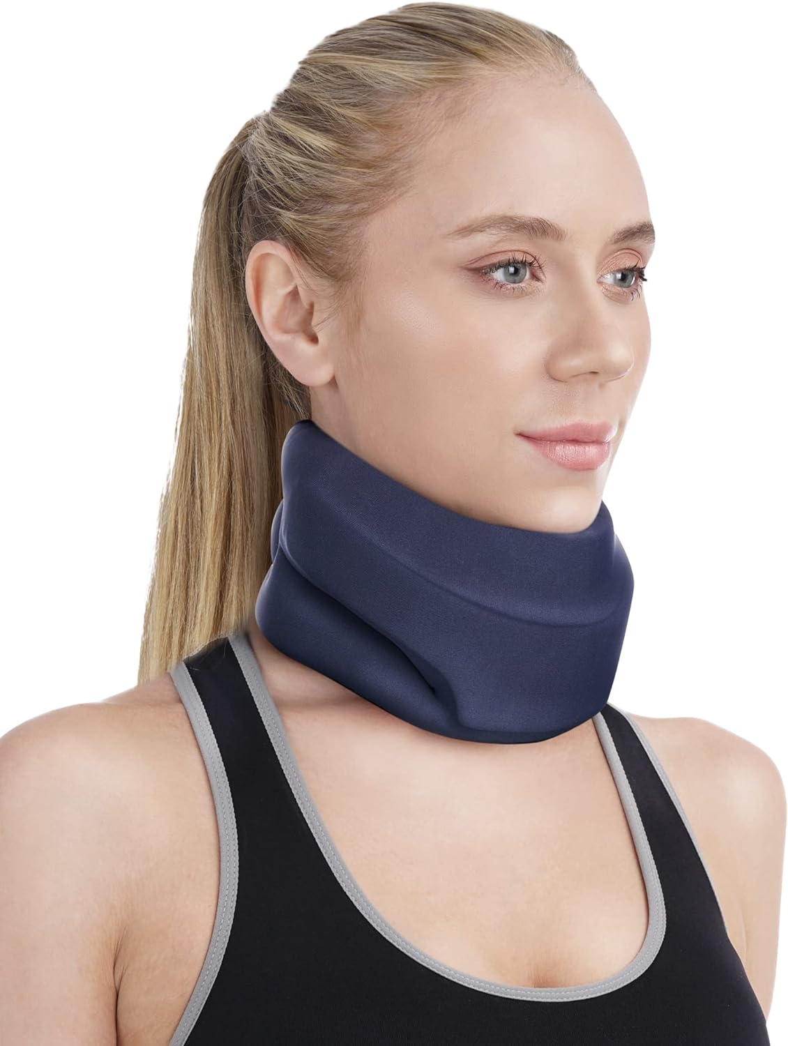 Neck Brace for Sleeping - Cervical Collar Relief Neck Pain and Neck Support Soft Foam Wraps Keep Vertebrae Stable for Relief of Cervical Spine Pressure for Women & Men Prussian Blue Large Size