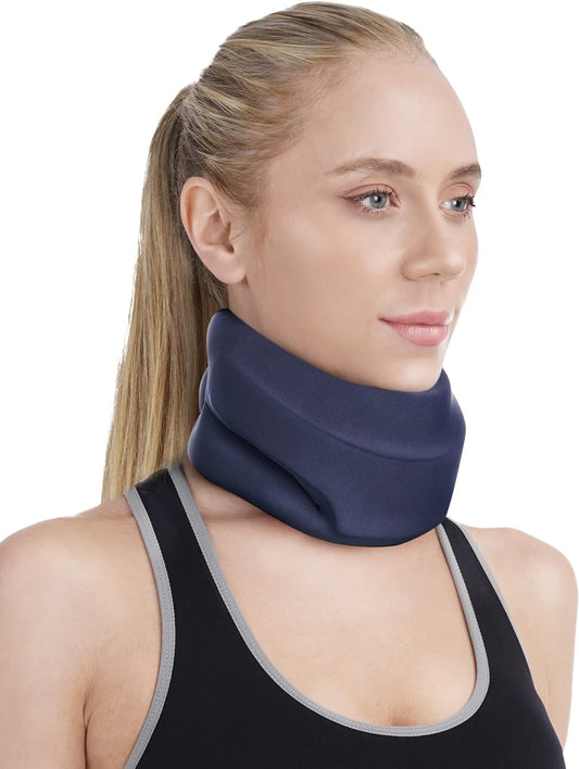 Neck Brace for Sleeping - Cervical Collar Relief Neck Pain and Neck Support Soft Foam Wraps Keep Vertebrae Stable for Relief of Cervical Spine Pressure for Women & Men Prussian Blue Large Size