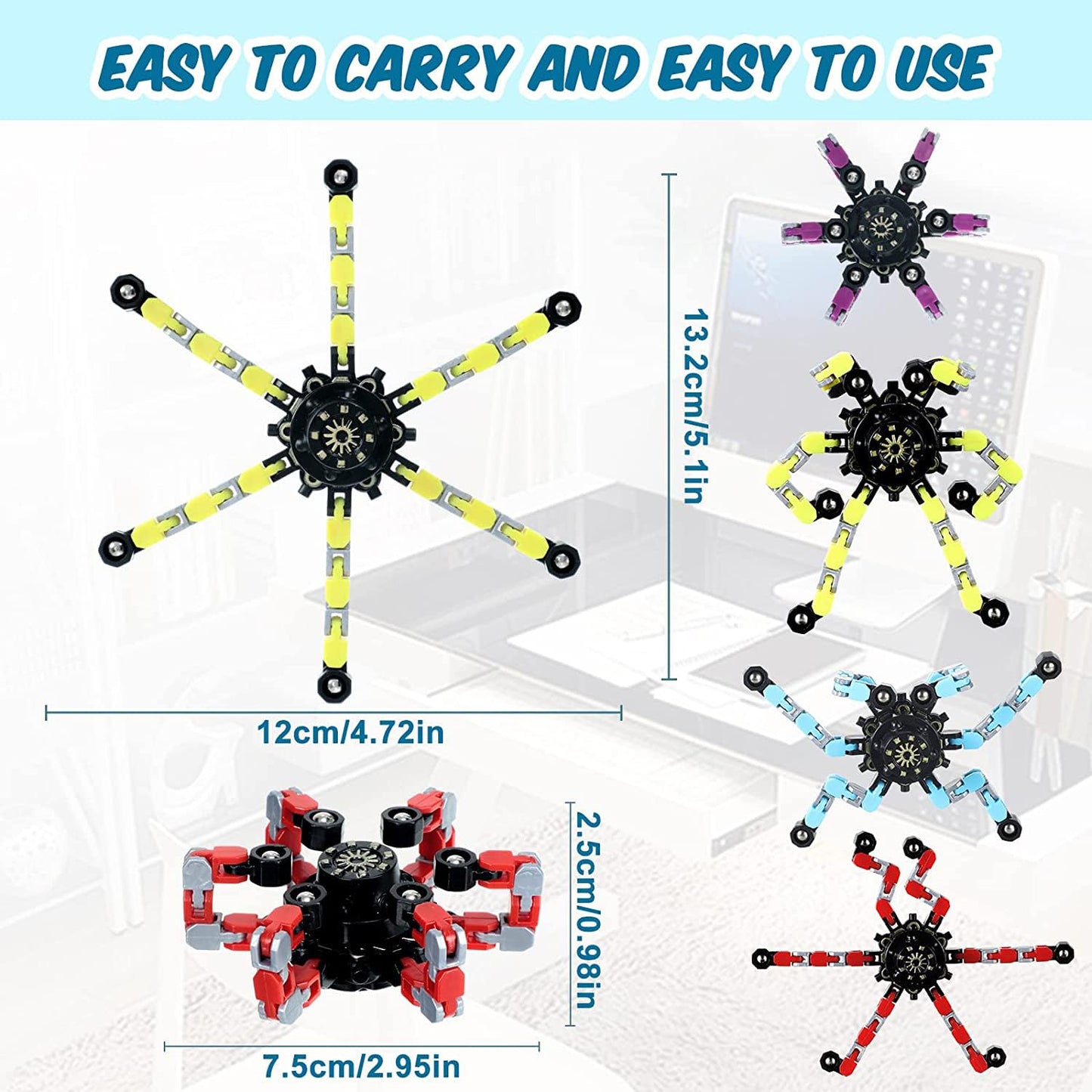 20pcs Random Fidget Spinners,DIY Deformable Robot Fingertip Toys,Decompression Spinner,Deformable Creative Mechanical Gyro Toys,Stress Relief Mechanical Chain Toy for Kids Adults，Party Supplies